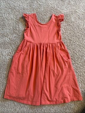 Hanna Andersson Coral Flutter Sleeve Cotton Dress